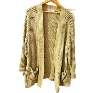 Ava & Viv Sage Green Soft Crochet Long Sleeve Open Front Cardigan Sweater X 14